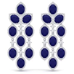 26.15 ctw Sapphire & VS Diamond Earrings 18K White Gold - REF-472R7K - SKU:38928