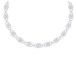 25 ctw SI/I Diamond Halo Necklace 18K White Gold - REF-2130H2M - SKU:40121