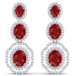 17.01 ctw Ruby & VS Diamond Earrings 18K White Gold - REF-381V8Y - SKU:39204