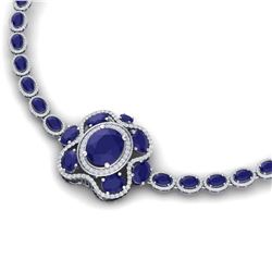 47.43 ctw Sapphire & VS Diamond Necklace 18K White Gold - REF-1072A7V - SKU:39333
