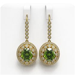 15.02 ctw Tourmaline & Diamond Earrings 14K Yellow Gold - REF-401W6H - SKU:43786