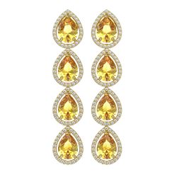 9.2 ctw Fancy Citrine & Diamond Halo Earrings 10K Yellow Gold - REF-172Y7X - SKU:41326