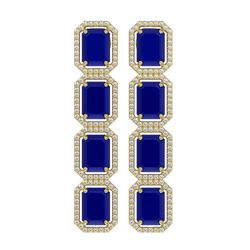 20.59 ctw Sapphire & Diamond Halo Earrings 10K Yellow Gold - REF-213R8K - SKU:41578