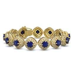 37.35 ctw Sapphire & Diamond Bracelet 14K Yellow Gold - REF-870K9W - SKU:44152