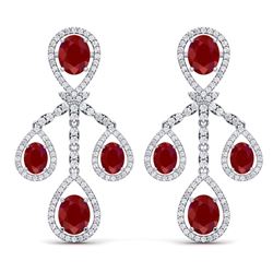 25.08 ctw Ruby & VS Diamond Earrings 18K White Gold - REF-490Y9X - SKU:38574
