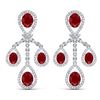 Image 1 : 25.08 ctw Ruby & VS Diamond Earrings 18K White Gold - REF-490Y9X - SKU:38574