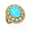 Image 1 : 4.96 ctw Turquoise & Diamond Ring 14K Yellow Gold - REF-165R5K - SKU:46094