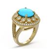 Image 2 : 4.96 ctw Turquoise & Diamond Ring 14K Yellow Gold - REF-165R5K - SKU:46094