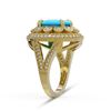 Image 3 : 4.96 ctw Turquoise & Diamond Ring 14K Yellow Gold - REF-165R5K - SKU:46094