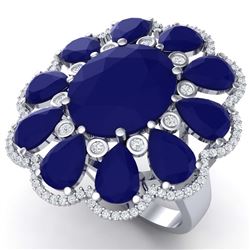 20.63 ctw Sapphire & VS Diamond Ring 18K White Gold - REF-353N6A - SKU:39144