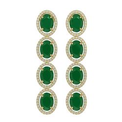 15.68 ctw Emerald & Diamond Halo Earrings 10K Yellow Gold - REF-227W3H - SKU:40747