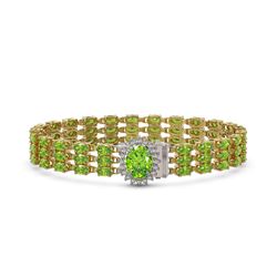 26.1 ctw Peridot & Diamond Bracelet 14K Yellow Gold - REF-196M3F - SKU:45850