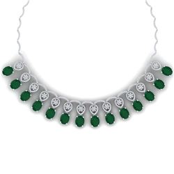54.05 ctw Emerald & VS Diamond Necklace 18K White Gold - REF-1145Y5X - SKU:39060