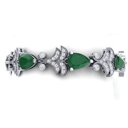 24.8 ctw Emerald & VS Diamond Bracelet 18K White Gold - REF-472M7F - SKU:38730