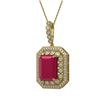 Image 1 : 16.46 ctw Ruby & Diamond Necklace 14K Yellow Gold - REF-325H6M - SKU:43564