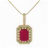 Image 2 : 16.46 ctw Ruby & Diamond Necklace 14K Yellow Gold - REF-325H6M - SKU:43564