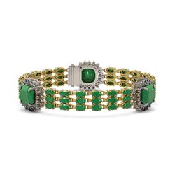 39.16 ctw Emerald & Diamond Bracelet 14K Yellow Gold - REF-454M5F - SKU:45310