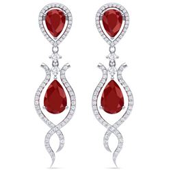 16.57 ctw Ruby & VS Diamond Earrings 18K White Gold - REF-345Y5X - SKU:39513