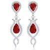 Image 1 : 16.57 ctw Ruby & VS Diamond Earrings 18K White Gold - REF-345Y5X - SKU:39513
