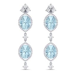 16.41 ctw Sky Topaz & VS Diamond Earrings 18K White Gold - REF-254N5A - SKU:38916