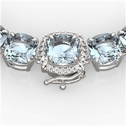 87 ctw Aquamarine & VS/SI Diamond Necklace 14K White Gold - REF-726N9A - SKU:23336