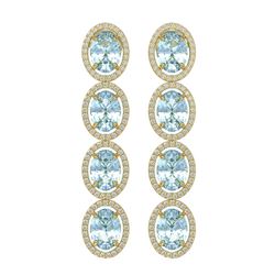 14.76 ctw Sky Topaz & Diamond Halo Earrings 10K Yellow Gold - REF-138R9K - SKU:40777