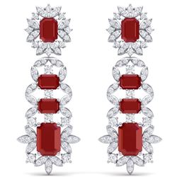 30.25 ctw Ruby & VS Diamond Earrings 18K White Gold - REF-618W2H - SKU:39408