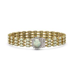 21.59 ctw Opal & Diamond Bracelet 14K Yellow Gold - REF-212R2K - SKU:45838