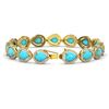 Image 2 : 15.8 ctw Turquoise & Diamond Halo Bracelet 10K Yellow Gold - REF-279Y6X - SKU:46030