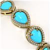 Image 3 : 15.8 ctw Turquoise & Diamond Halo Bracelet 10K Yellow Gold - REF-279Y6X - SKU:46030