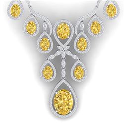 36.51 ctw Canary Citrine & VS Diamond Necklace 18K White Gold - REF-800K2W - SKU:38568