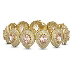 47.64 ctw Morganite & Diamond Bracelet 14K Yellow Gold - REF-2044Y4X - SKU:43279