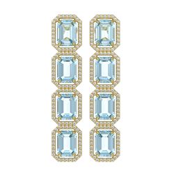 18.99 ctw Sky Topaz & Diamond Halo Earrings 10K Yellow Gold - REF-178H2M - SKU:41602