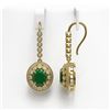 Image 2 : 9.25 ctw Emerald & Diamond Earrings 14K Yellow Gold - REF-256X2R - SKU:43603