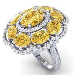 13.71 ctw Canary Citrine & VS Diamond Ring 18K White Gold - REF-218W2H - SKU:39198