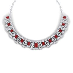50.44 ctw Ruby & VS Diamond Necklace 18K White Gold - REF-1709F3N - SKU:39378