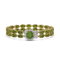 29.08 ctw Tourmaline & Diamond Bracelet 14K Yellow Gold - REF-369K6W - SKU:45673