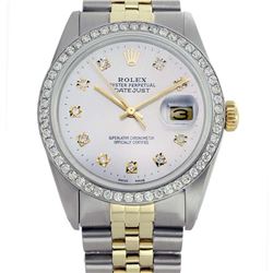 Rolex Ladies Two Tone 14K Gold/SS, Diamond Dial & Diamond Bezel, Sapphire Crystal - REF-434A7N