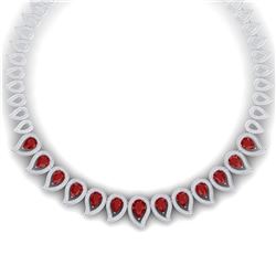 33.4 ctw Ruby & VS Diamond Necklace 18K White Gold - REF-1236M4F - SKU:39438