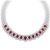 Image 1 : 33.4 ctw Ruby & VS Diamond Necklace 18K White Gold - REF-1236M4F - SKU:39438