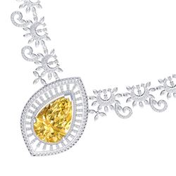 53.17 ctw Canary Citrine & VS Diamond Necklace 18K White Gold - REF-1309V3Y - SKU:39786