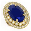 Image 1 : 18.3 ctw Sapphire & Diamond Ring 14K Yellow Gold - REF-325M3F - SKU:43882
