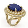 Image 2 : 18.3 ctw Sapphire & Diamond Ring 14K Yellow Gold - REF-325M3F - SKU:43882