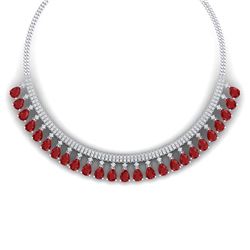 51.75 ctw Ruby & VS Diamond Necklace 18K White Gold - REF-1072K7W - SKU:38874