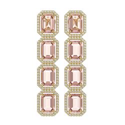 19.81 ctw Morganite & Diamond Halo Earrings 10K Yellow Gold - REF-424V7Y - SKU:41584