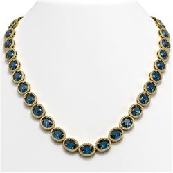 68.17 ctw London Topaz & Diamond Halo Necklace 10K Yellow Gold - REF-654R5K - SKU:40687