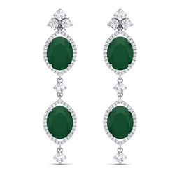 15.81 ctw Emerald & VS Diamond Earrings 18K White Gold - REF-309R3K - SKU:38904