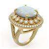 Image 2 : 9.48 ctw Opal & Diamond Ring 14K Yellow Gold - REF-293A3V - SKU:43858