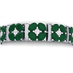 48.04 ctw Emerald & VS Diamond Bracelet 18K White Gold - REF-781V8Y - SKU:39012
