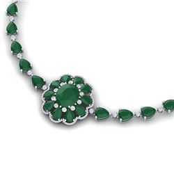 78.98 ctw Emerald & VS Diamond Necklace 18K White Gold - REF-763W6H - SKU:39168